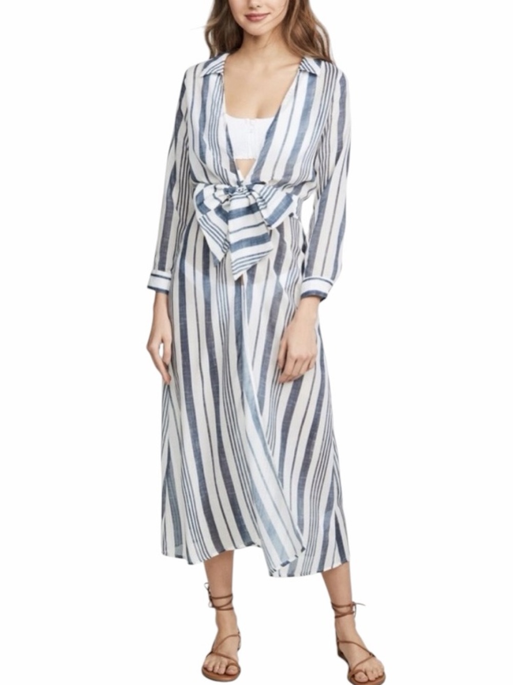 Palmacea Striped Lightweight Striped Swimsuit Coverup Wrap Dress